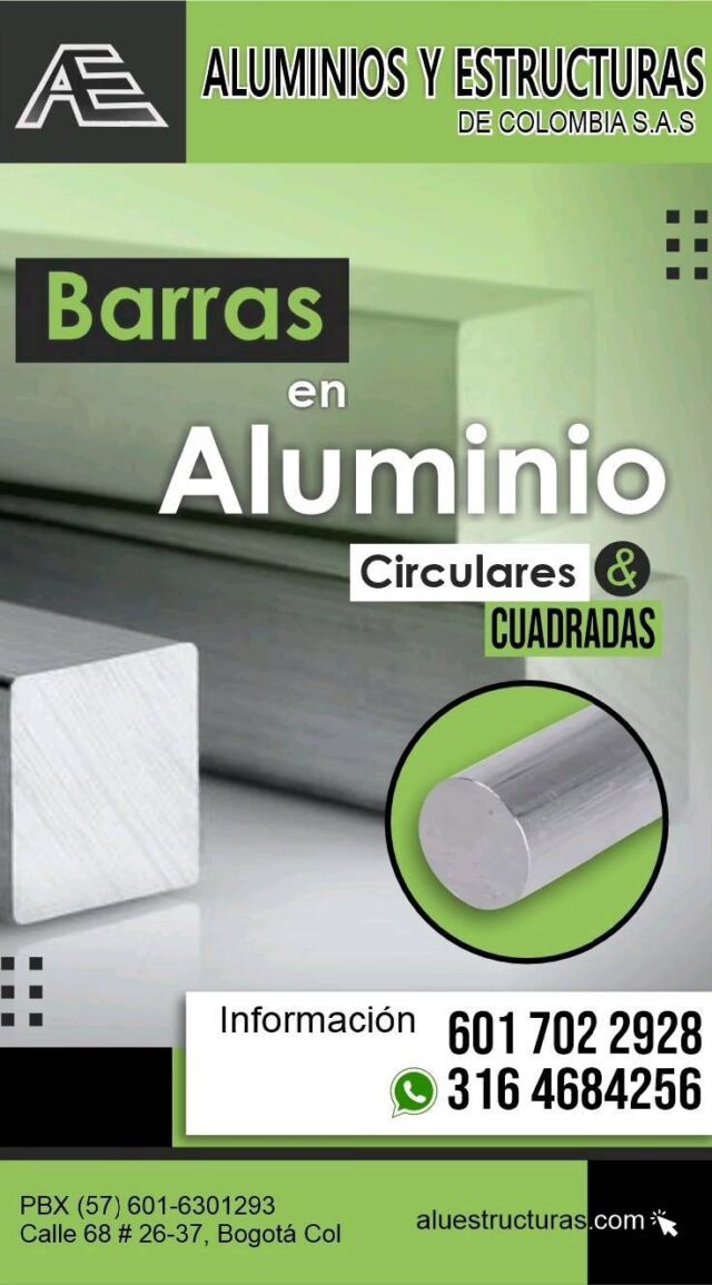 ¡Eso suena genial! 

"¡Dale un toque de modernidad y resistencia a tus proyectos con nuestras barras de aluminio cuadradas y circulares! 🛠️💡 Ya sea para construcción, decoración o estructuras, tenemos lo que necesitas. ¡Contáctanos para más información y descubre la calidad que ofrecemos! 🔩🔧 #Aluminio #Construcción #Decoración #Proyectos"